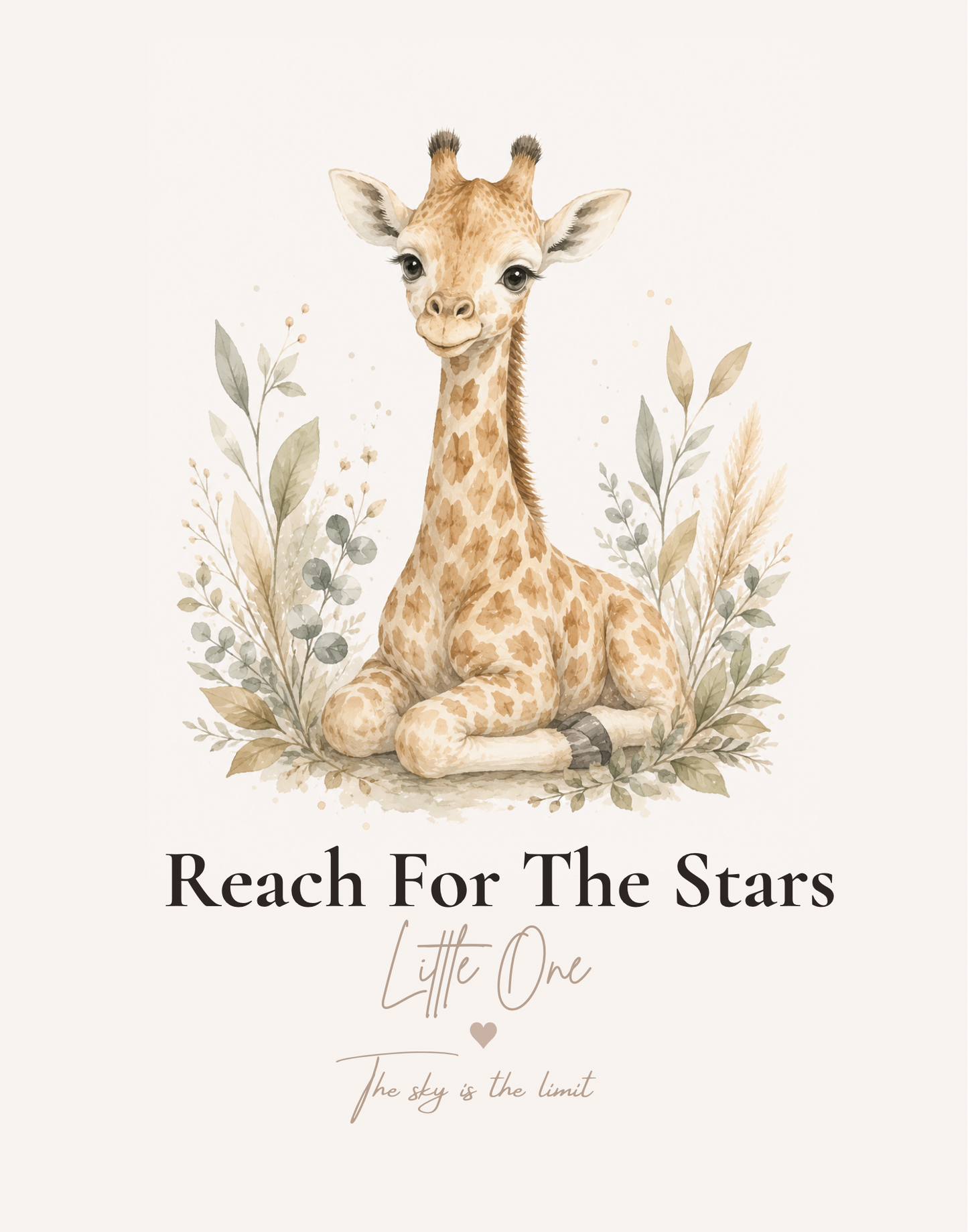 Reach For The Stars Giraffe Print | Safari Nursery Wall Art