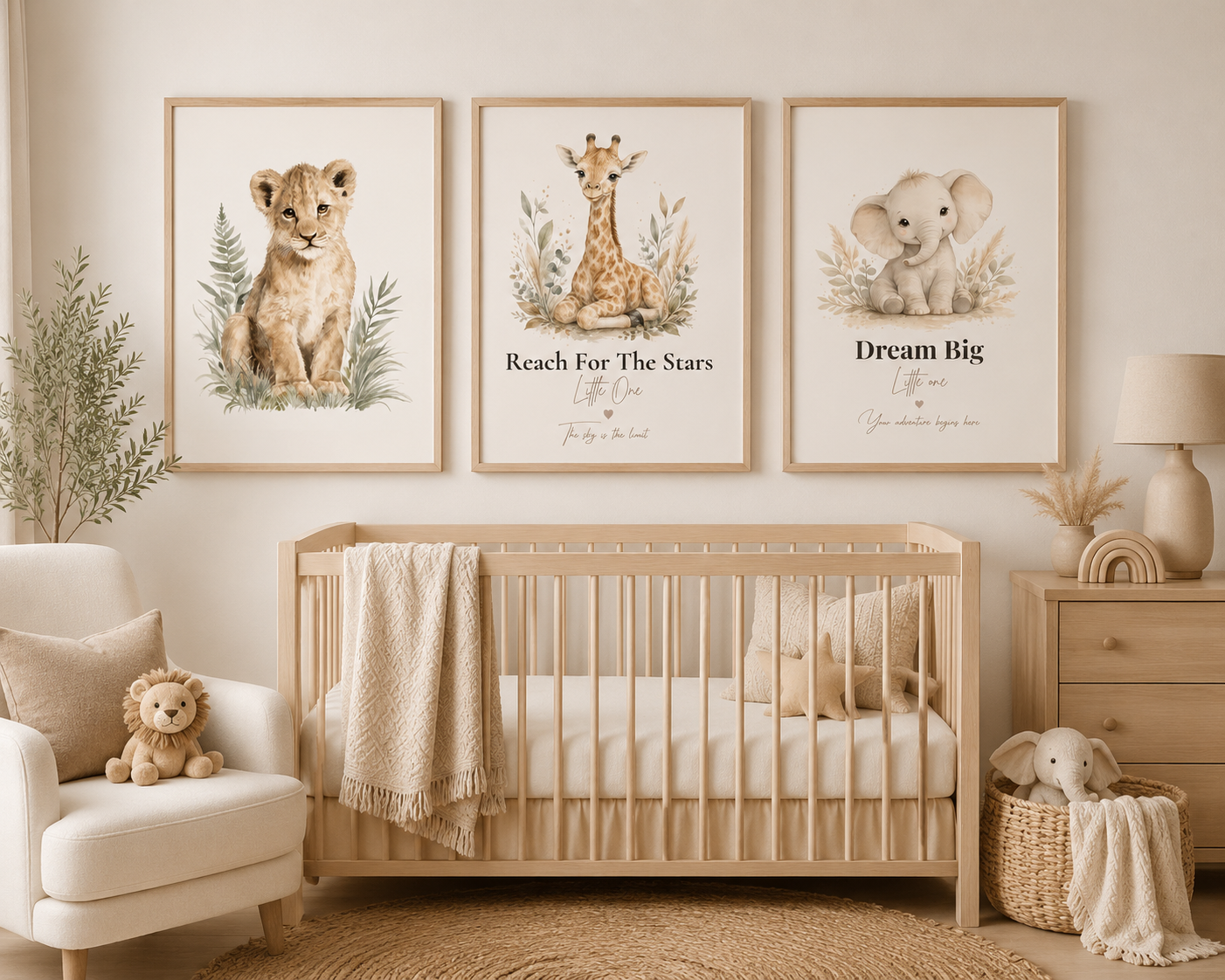 Safari Dreams Collection – Set of 3 Nursery Prints