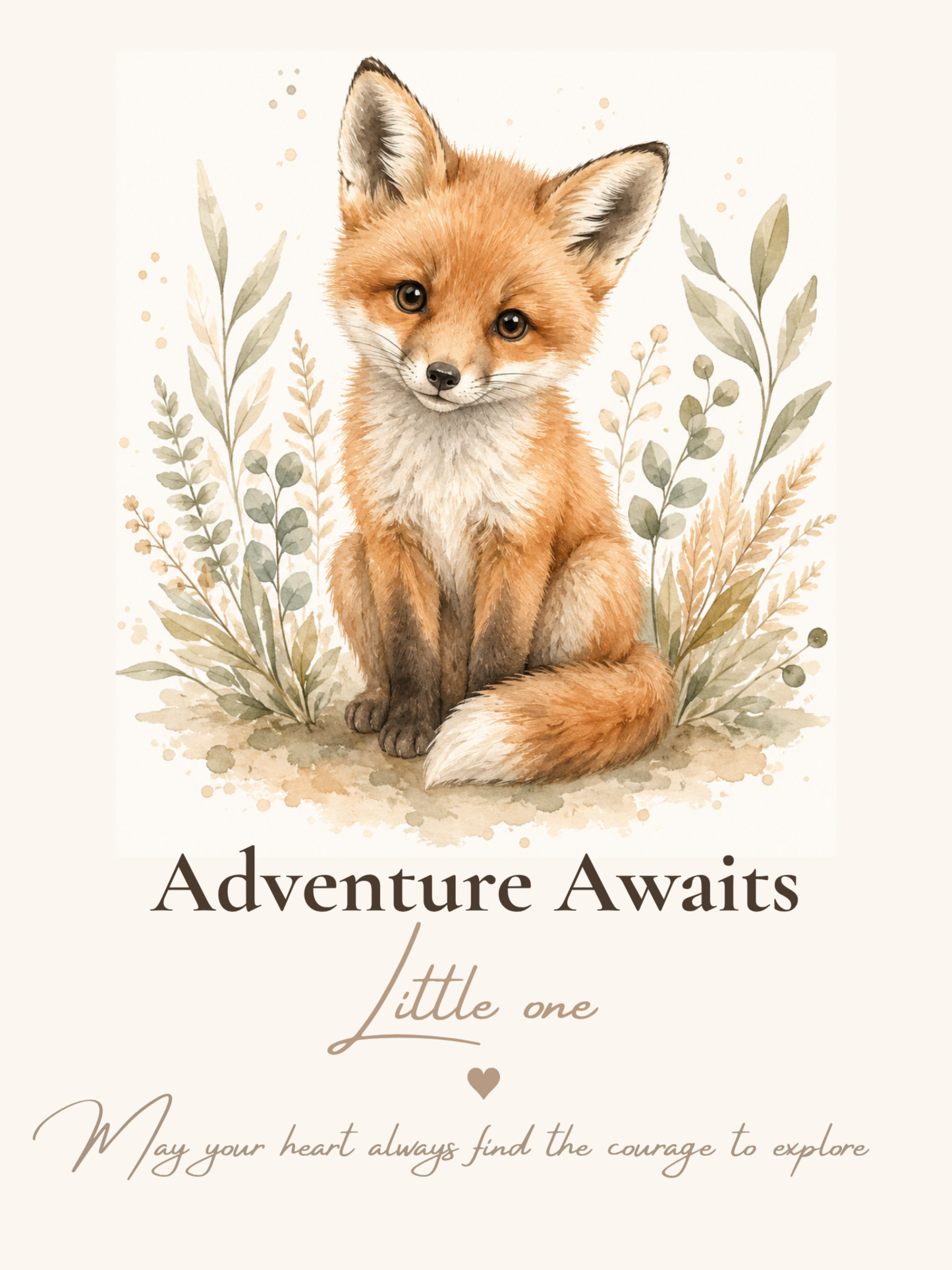 Adventure Awaits Little One Fox Nursery Print | Woodland Nursery Wall Art | Neutral Baby Room Decor