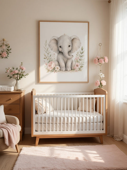 Watercolour Elephant Nursery Print | Blush Dreams Collection