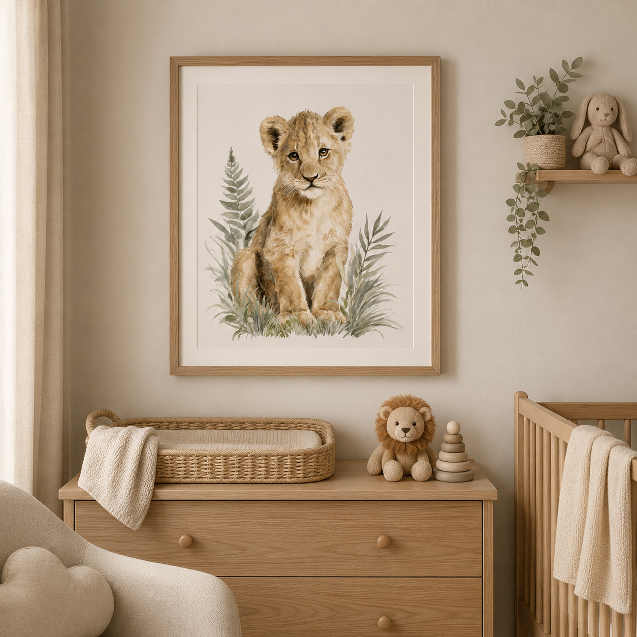 Safari Lion Nursery Print | Watercolour Lion Wall Art